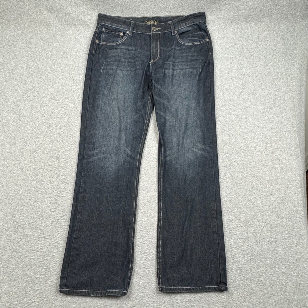 Carbon Mens Relaxed Straight Jeans 34x32 Denim Street Y2K Grunge Hip Hop Edgy